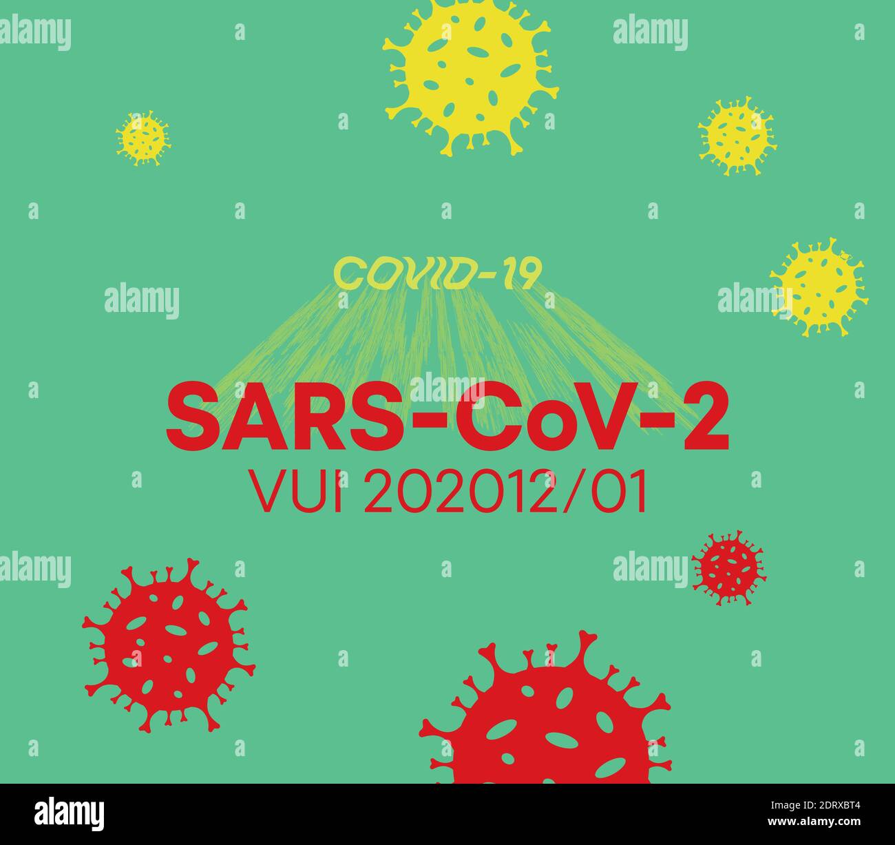 SARS-CoV-2. Mortal brote global de coronavirus SARS-CoV-2. Póster con concepto de pandemia y alerta de coronavirus COVID 19. Virus recién formado. Ilustración del Vector