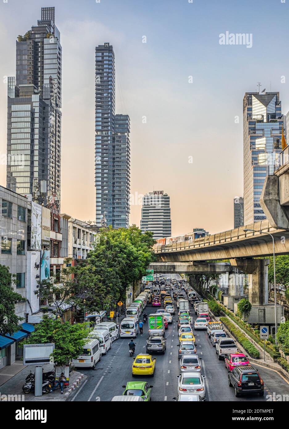 Tailandia, la ciudad de Bangkok, el tráfico en el centro de la ciudad Foto de stock