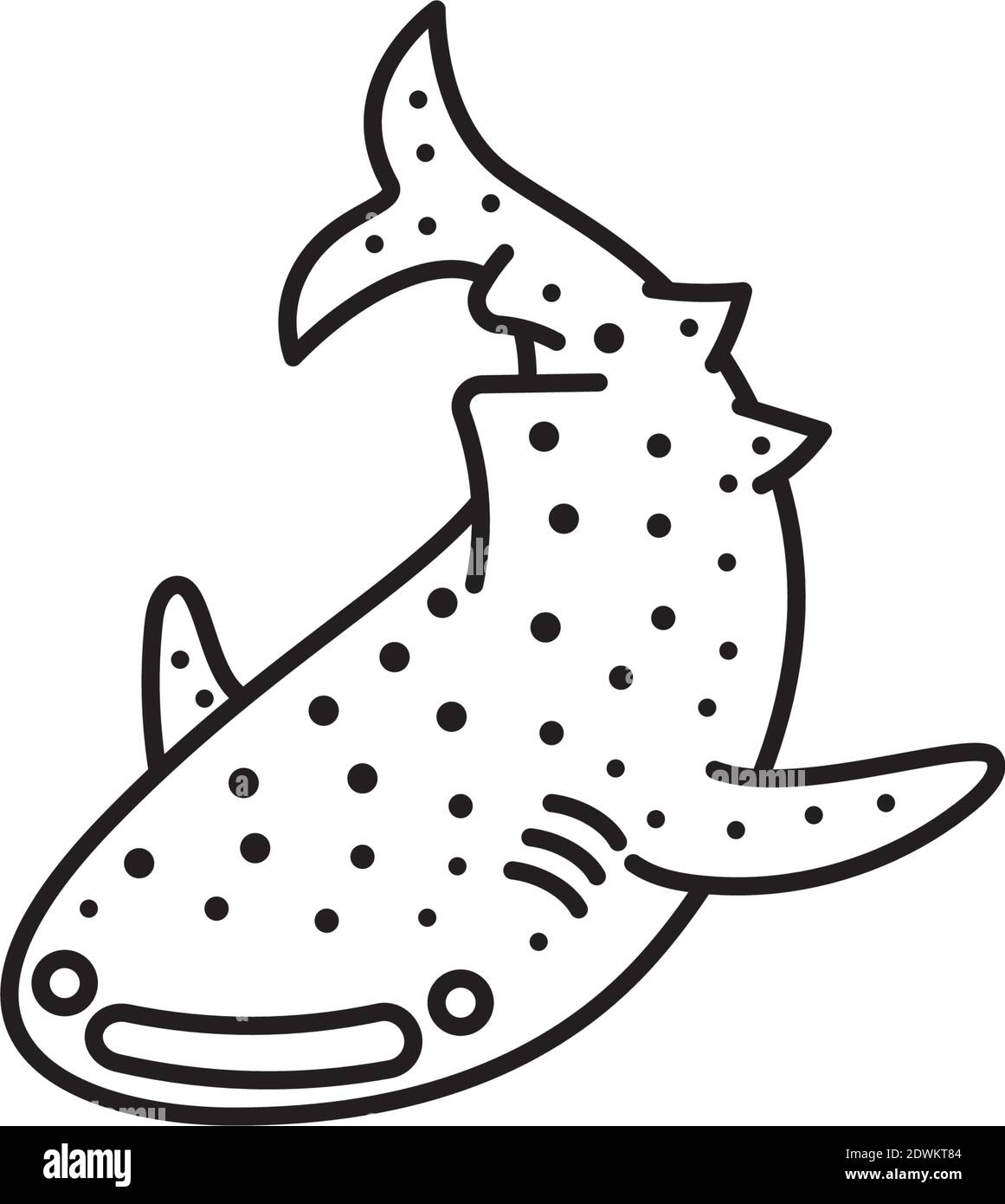 Dibujo animado de tiburón ballena icono de línea vectorial para el día del  tiburón ballena el 29 de agosto Imagen Vector de stock - Alamy