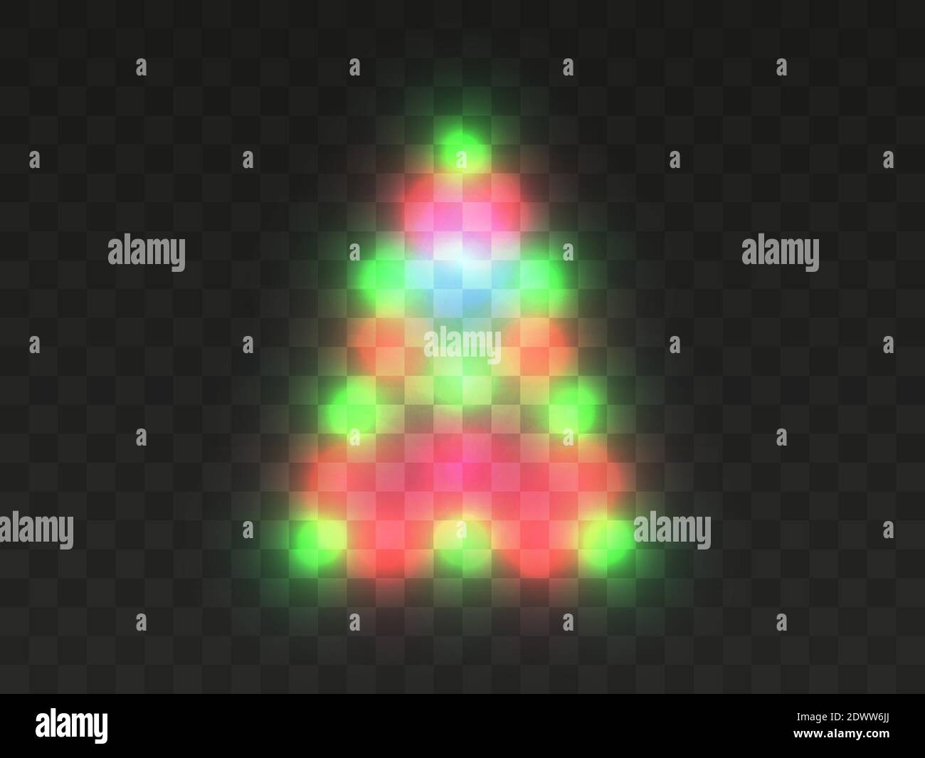 Luz de árbol de Navidad sobre un fondo transparente. Luces transparentes en  colores de Navidad en forma de árbol de Navidad. Ilustración vectorial  Imagen Vector de stock - Alamy
