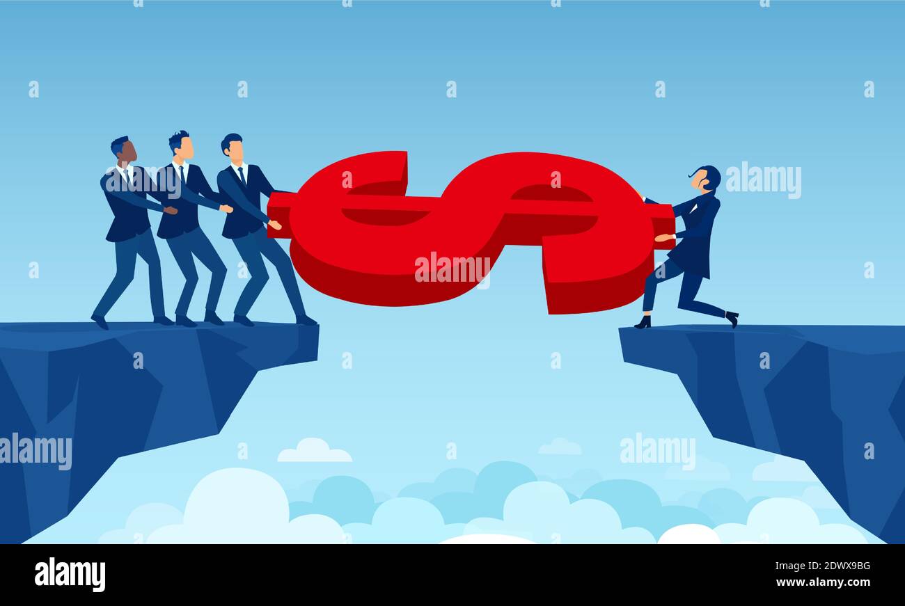 Vector de un grupo de empresarios que compiten con una empresaria por dinero Ilustración del Vector