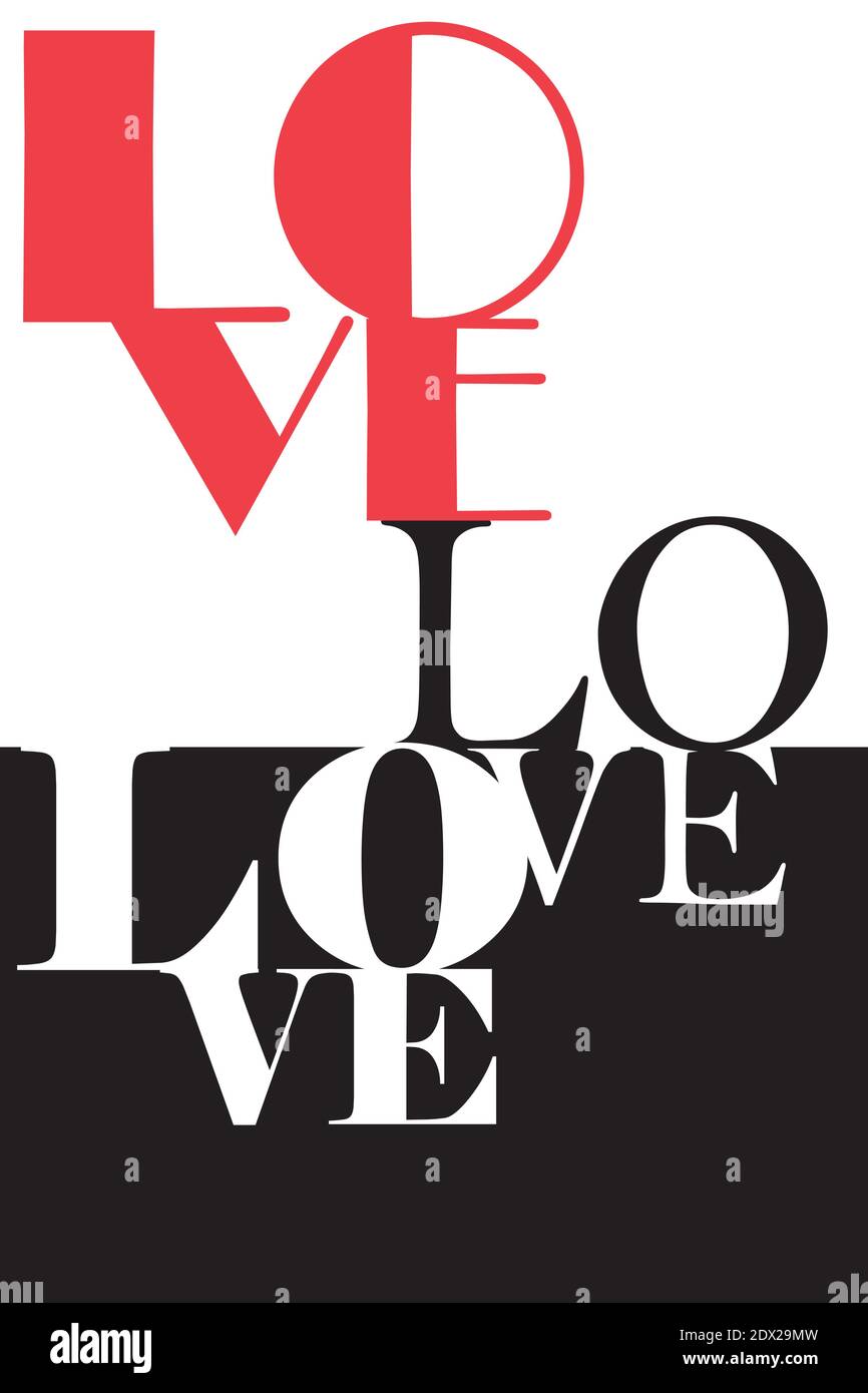 Vector ilustración de la palabra Amor en un fondo retro para un día de fiesta. Tarjeta de vacaciones Amor para el día de San Valentín Ilustración del Vector
