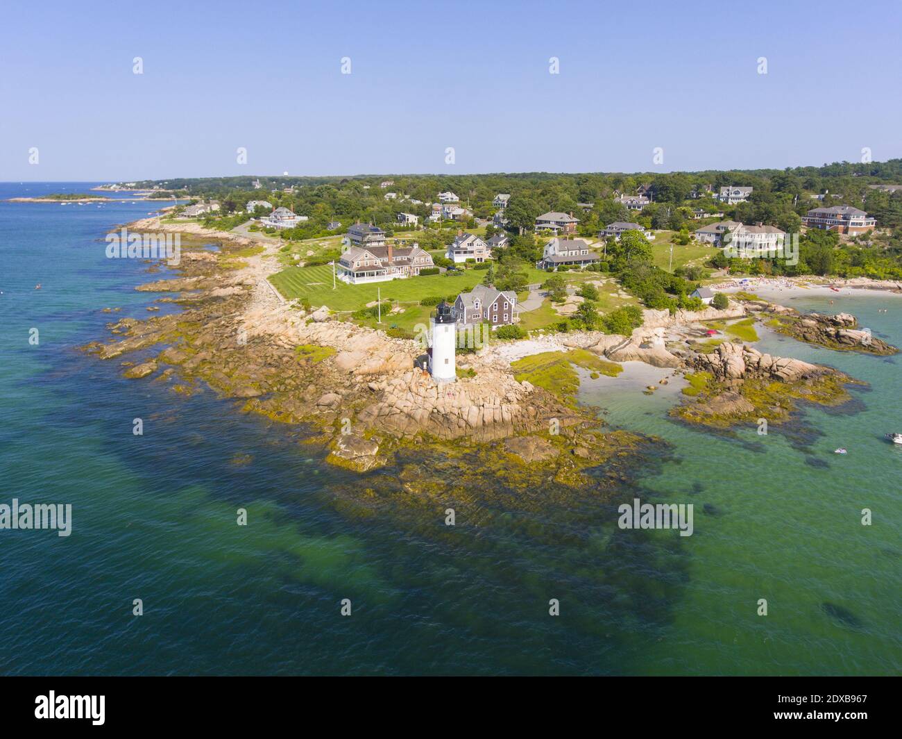 Vista superior del faro de Annisquam Harbor, Gloucester, Cape Ann