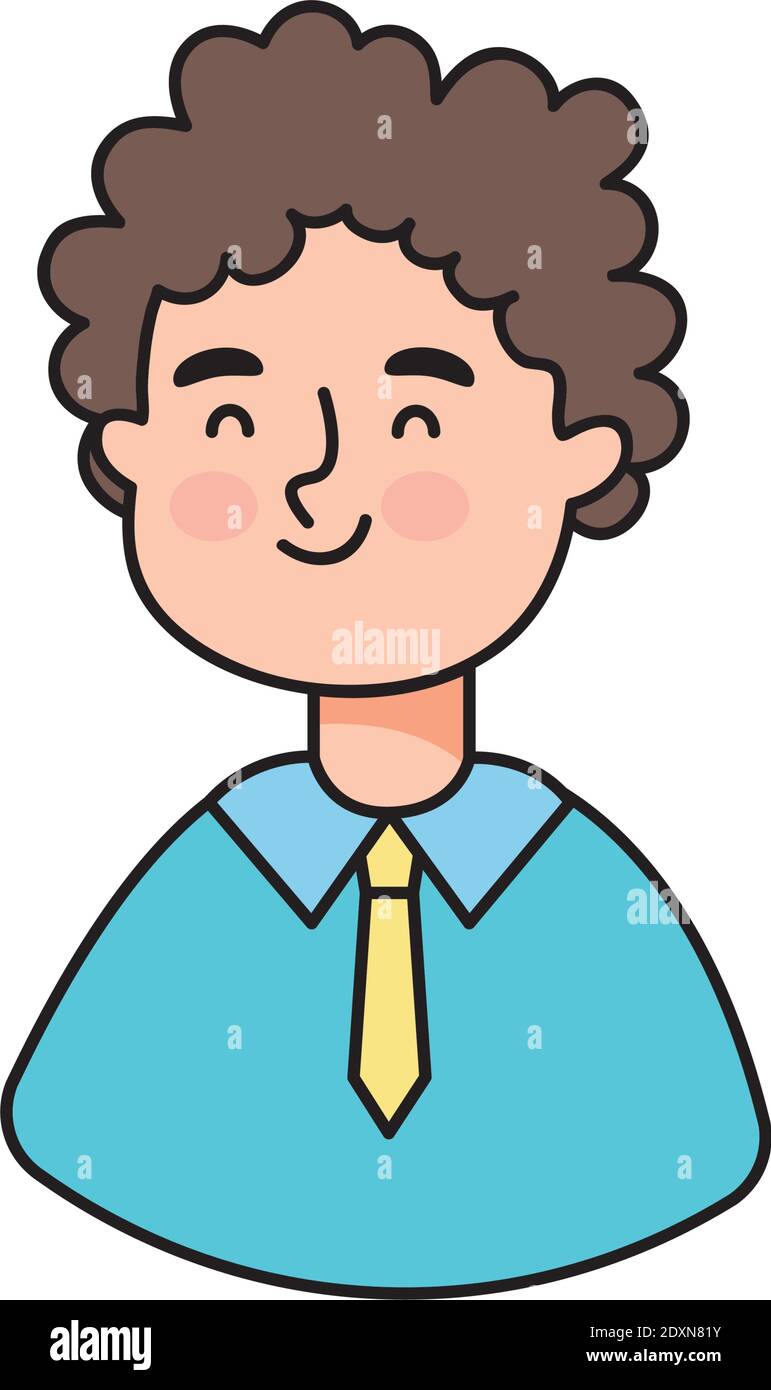 hombre de dibujos animados con corbata amarilla sobre fondo blanco, diseño  colorido, ilustración vectorial Imagen Vector de stock - Alamy