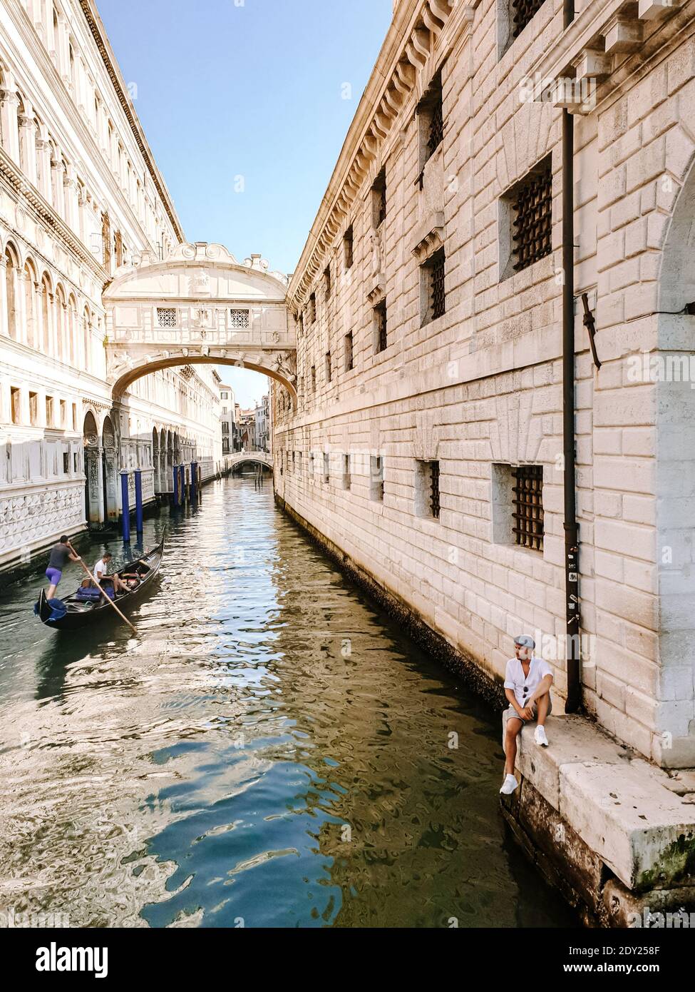 Italia Venecia, ciudad casi vacía de Venecia durante el verano de 2020 con el auge de la pandemia de covid 19 en Italia. Europa Venzia Foto de stock