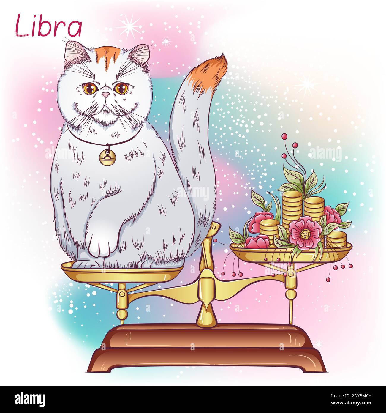 Zodiaco. Ilustración vectorial del signo astrológico de Libra como un gato  de shortair exótico con pata delantera elevada. Elemento astrológico  horóscopo. Arte conceptual de la astrología Imagen Vector de stock - Alamy