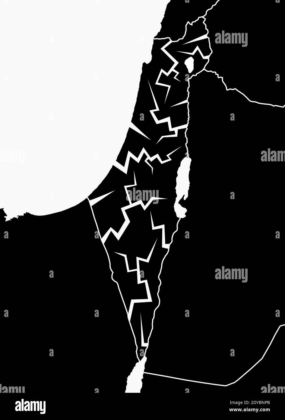 La grieta sobre el territorio de Israel - problema, problemas y fracaso del estado israelí. Foto de stock