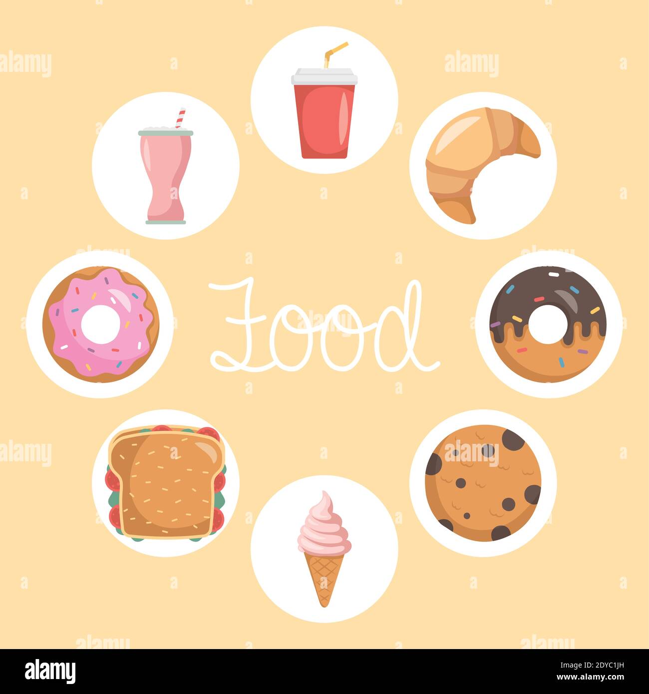 paquete de ocho juegos de comida rápida iconos y vector de letras diseño de  ilustración Imagen Vector de stock - Alamy