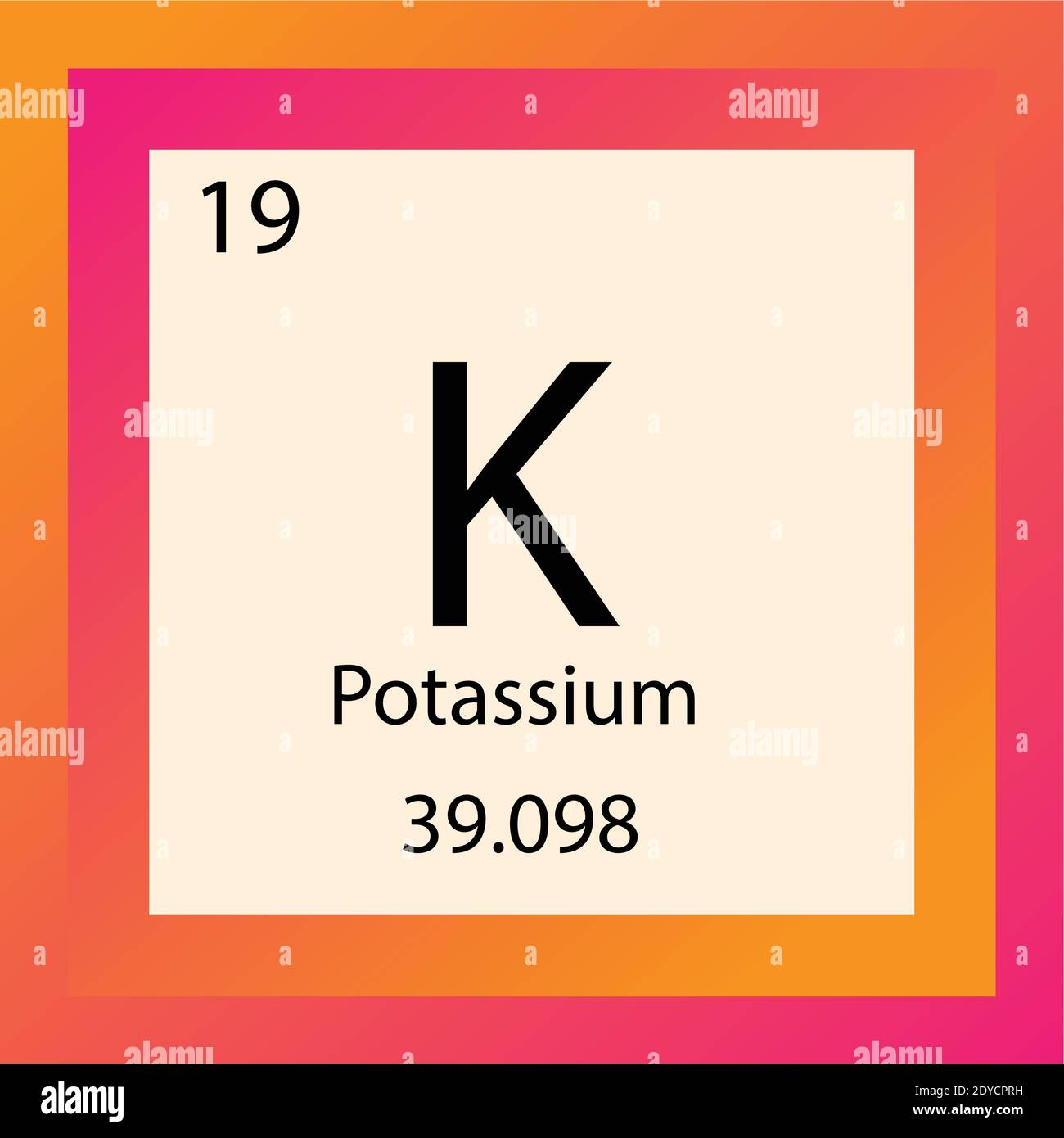 K elemento químico de potasio Tabla periódica. Ilustración vectorial de  elemento único, alkali icono de elemento de metales con masa molar y número  atómico Imagen Vector de stock - Alamy