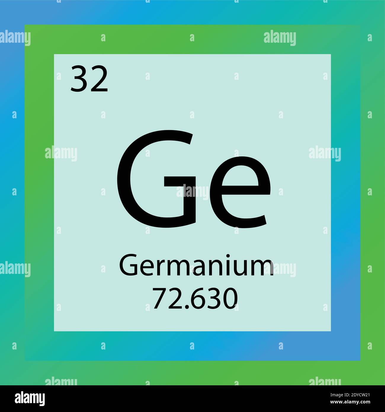 GE Germanium elemento químico Tabla periódica. Ilustración vectorial de elemento único, icono de elemento de semimetales con masa molar y número atómico Ilustración del Vector