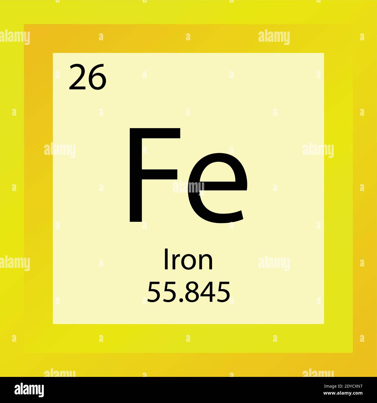 Hierro Fe elemento químico Tabla periódica. Ilustración vectorial de  elemento único, icono de elemento de metales de transición con masa molar y  número atómico Imagen Vector de stock - Alamy