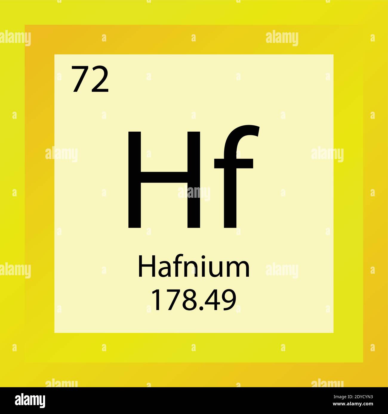 HF Hafnio elemento químico Tabla periódica. Ilustración vectorial de  elemento único, icono de elemento de metales de transición con masa molar y  número atómico Imagen Vector de stock - Alamy