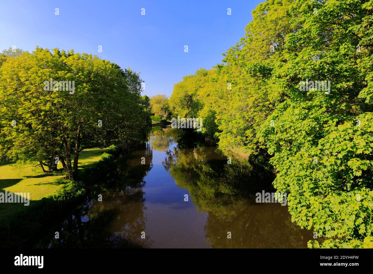 Verano, río Nene, pueblo de Wansford, Cambridgeshire, Inglaterra; Gran Bretaña; Reino Unido Foto de stock