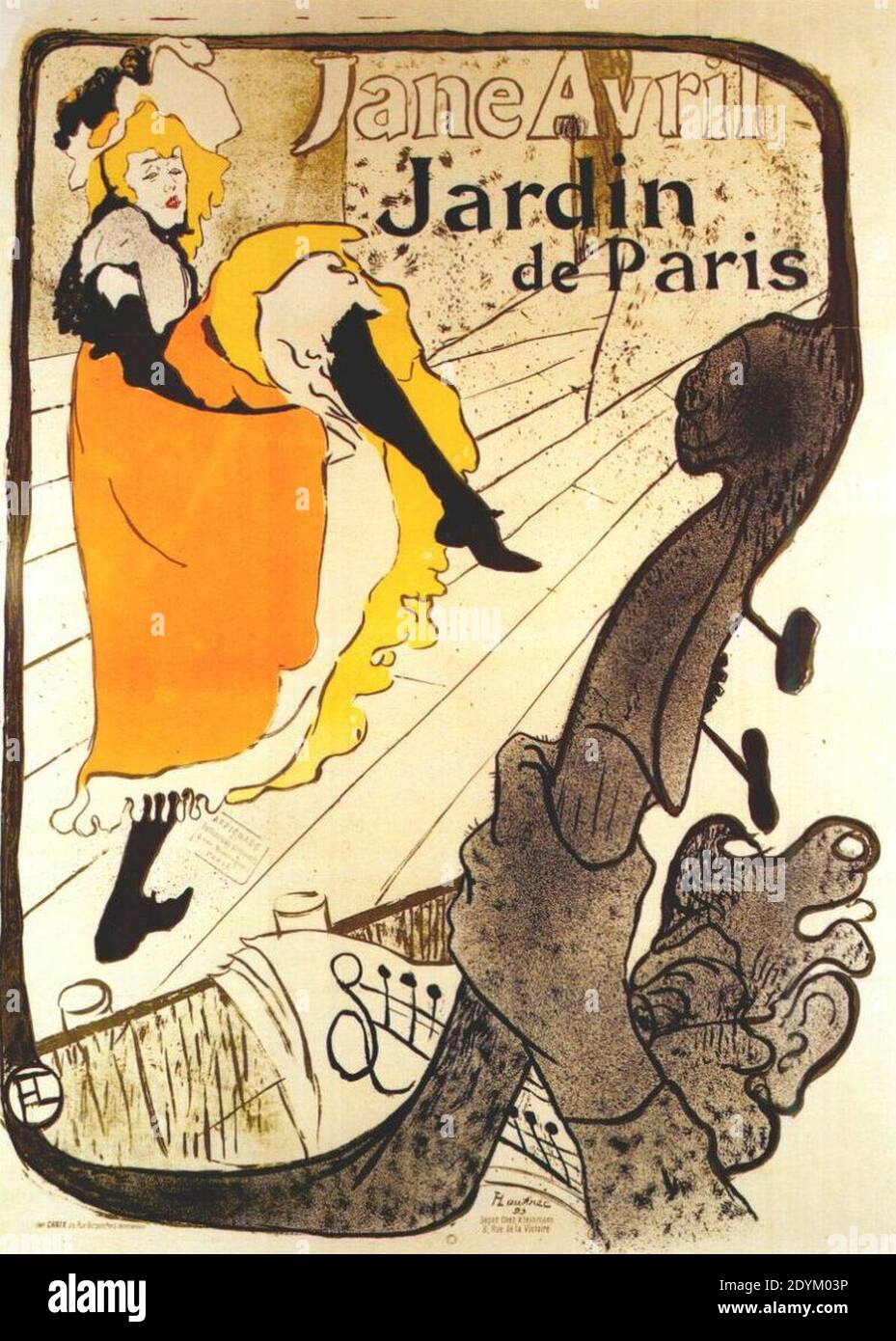 Lautrec jane avril en el jardín de parís (cartel) 1893. Foto de stock