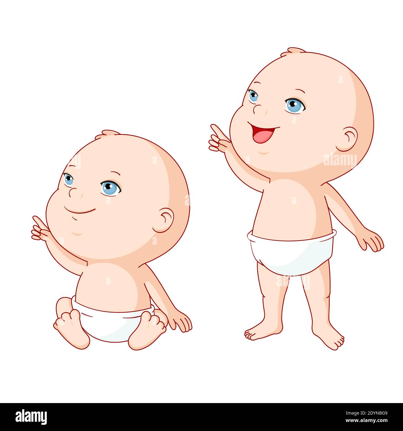 Conjunto de lindo bebé caucásico en pañales buscando. El niño curioso  selecciona señalando. Colección de personajes de dibujos animados para  niños pequeños. Vector illustrati Imagen Vector de stock - Alamy