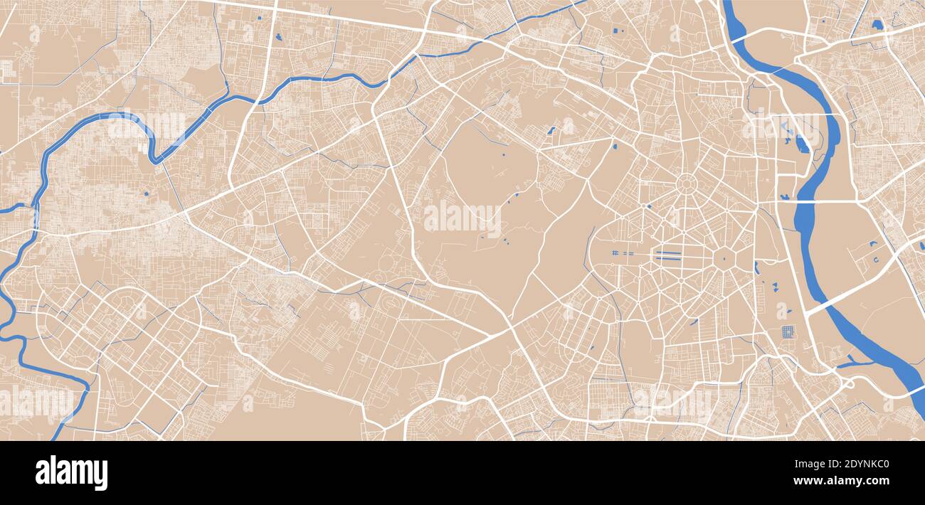 Mapa detallado del área administrativa de la ciudad de Delhi. Ilustración vectorial libre de derechos de autor. Panorama urbano. Mapa turístico gráfico decorativo del territorio de Delhi Ilustración del Vector