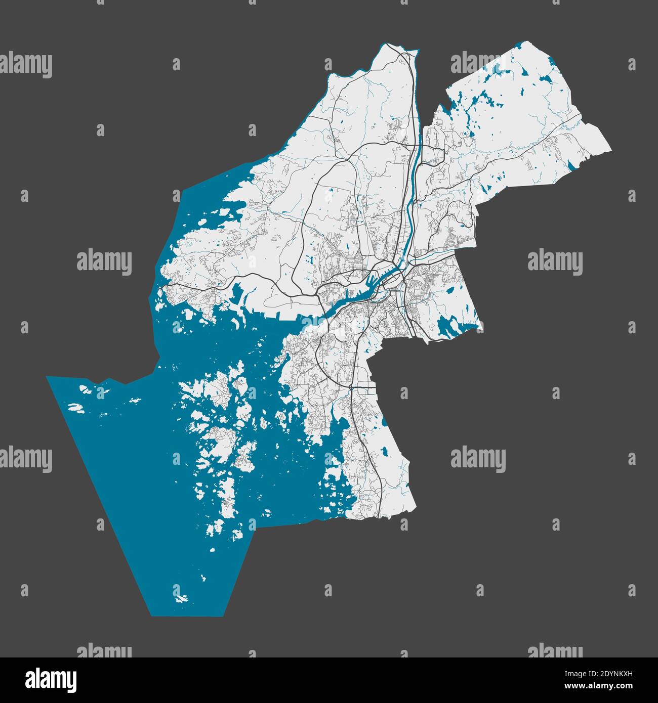 Mapa de Gotemburgo. Mapa detallado de la zona administrativa de la