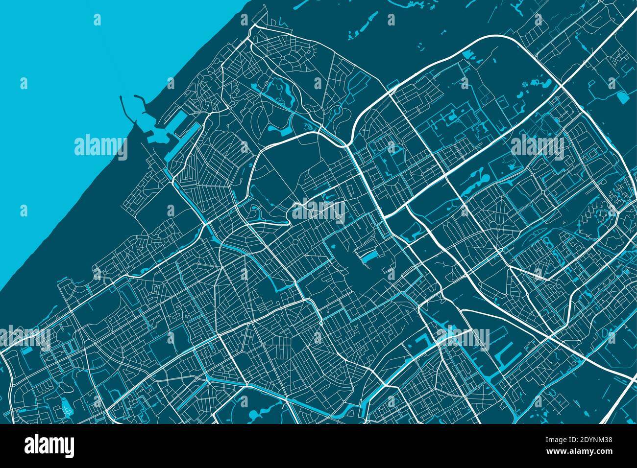 Mapa detallado de la zona administrativa de la ciudad de la haya. Ilustración vectorial libre de derechos de autor. Panorama urbano. Mapa turístico gráfico decorativo del territorio de la haya Ilustración del Vector