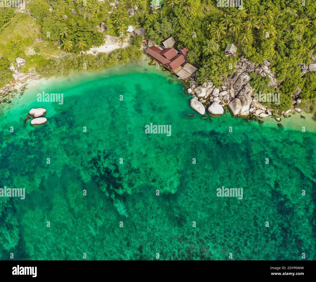 Vista aérea de Koh Tao, provincia de Samui, Tailandia, sudeste de Asia Foto de stock