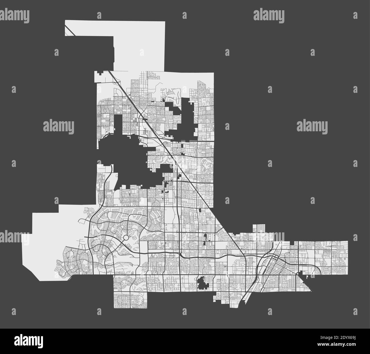 Mapa de las Vegas. Mapa detallado del área administrativa de la ciudad de las Vegas. Panorama urbano. Ilustración vectorial libre de derechos de autor. Mapa con autopistas, St Ilustración del Vector