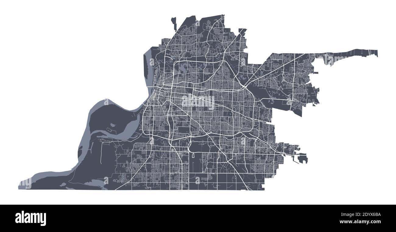 Mapa de Memphis Tennessee. Mapa vectorial detallado del área
