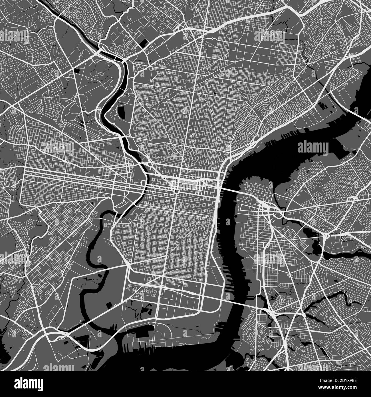 Mapa Urbano De Filadelfia Ilustración Vectorial Póster De Arte De Mapas De Filadelfia Imagen 7769
