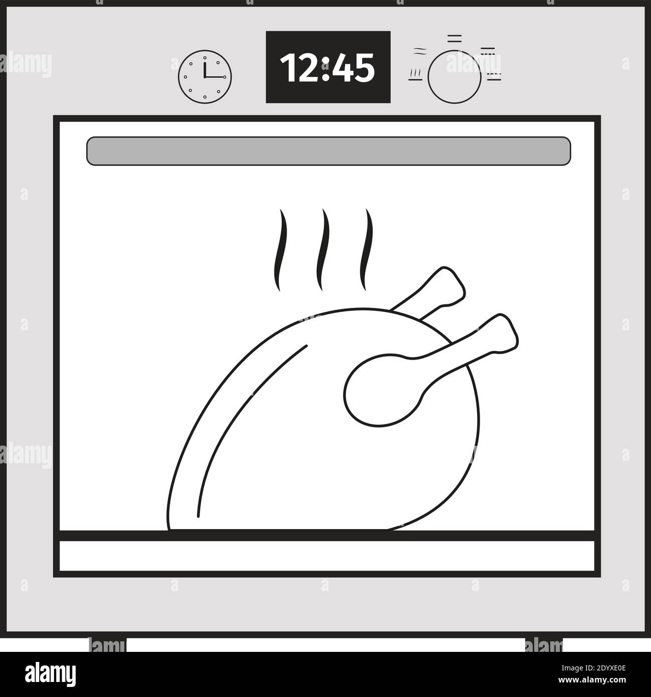 Icono del horno. Vector horno sobre fondo blanco.Horno con pollo Imagen  Vector de stock - Alamy