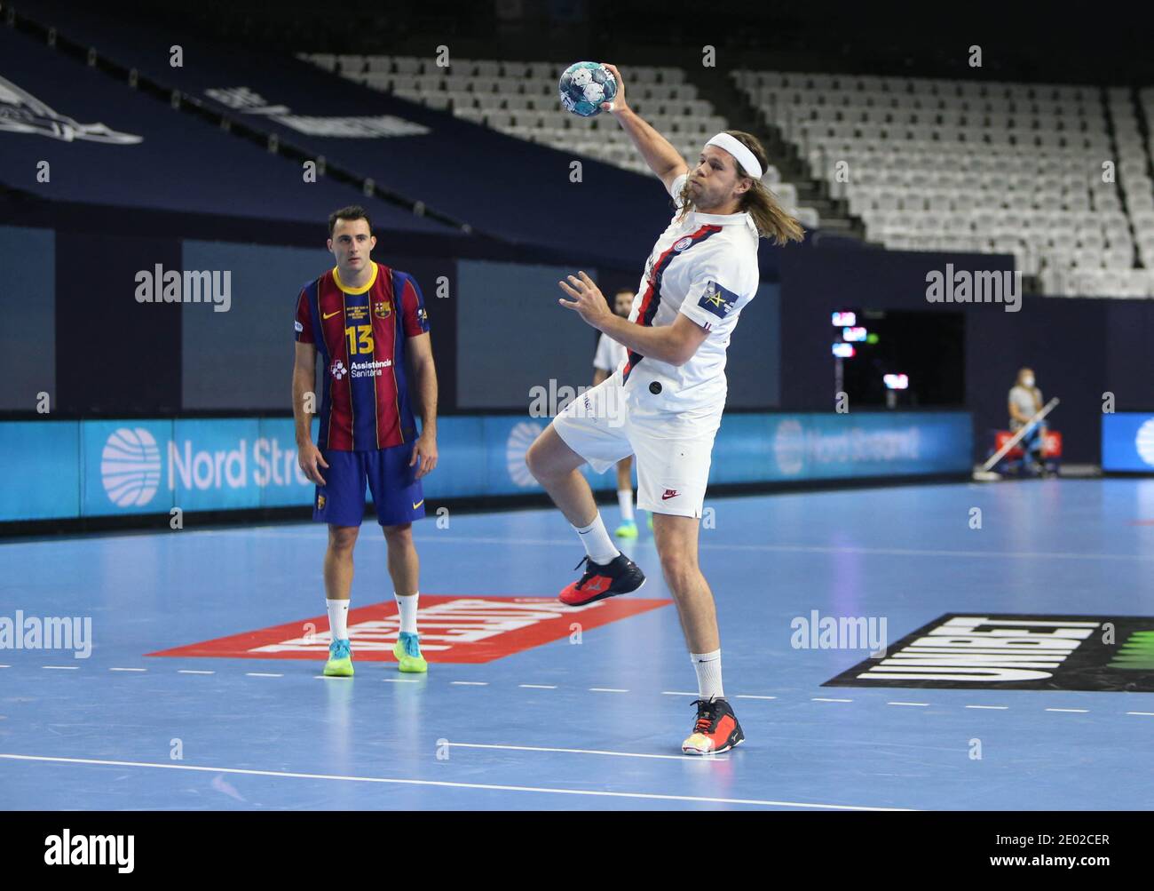 Mikkel Hansen de Paris Saint Germain durante la Liga de Campeones de la EHF  2020, final Four semifinal del partido de balonmano entre el FC Barcelona y  Paris Saint-Germain (PSG) el 28