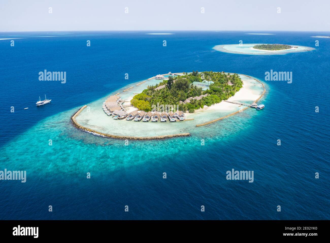 Isla de vacaciones Kuda Rah, Atoll Ari, Océano Índico, Maldivas Foto de stock