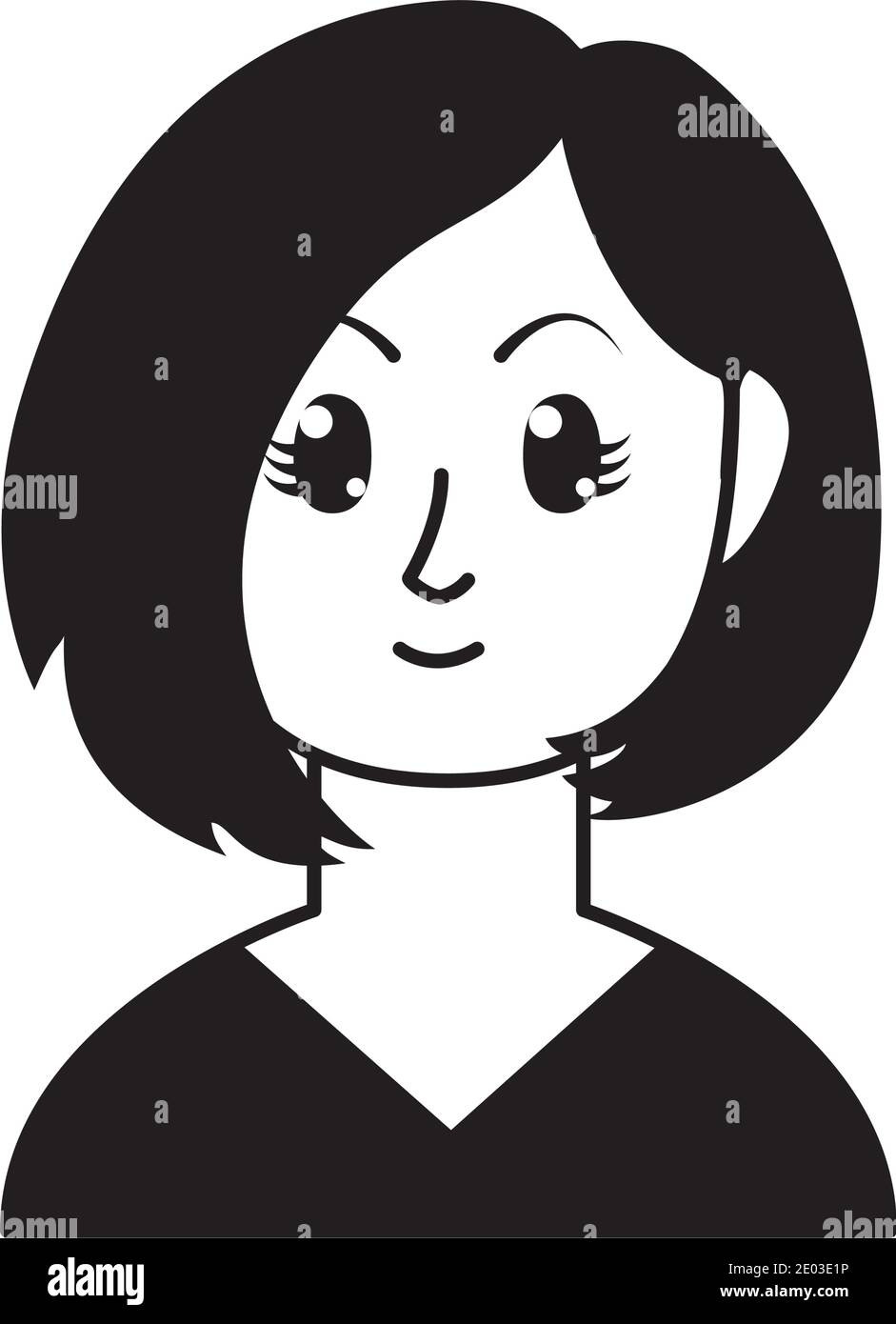mujer de dibujos animados con pelo corto sobre fondo blanco, estilo de  línea, ilustración vectorial Imagen Vector de stock - Alamy