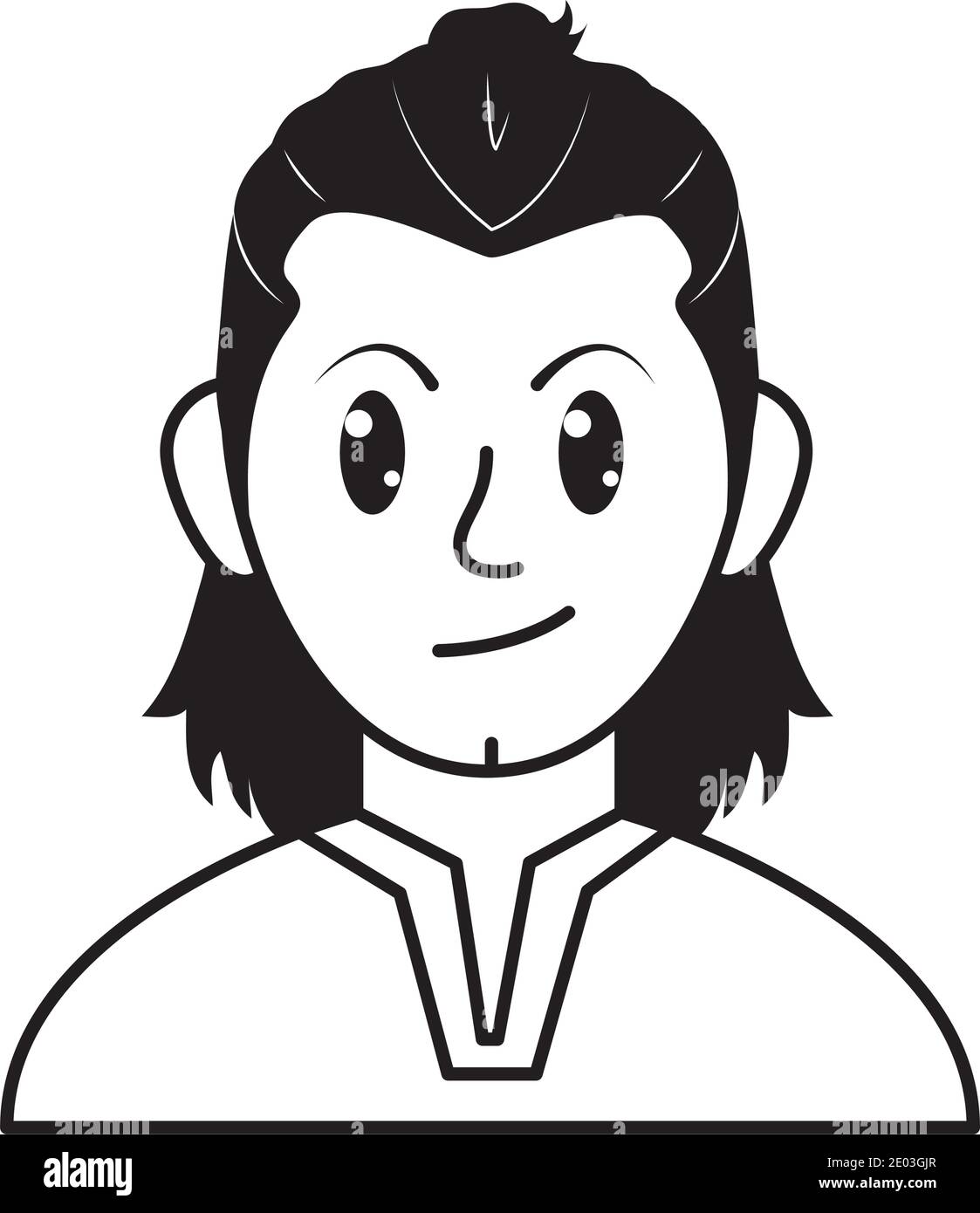 hombre de dibujos animados con pelo largo sobre fondo blanco, estilo de  línea, ilustración vectorial Imagen Vector de stock - Alamy