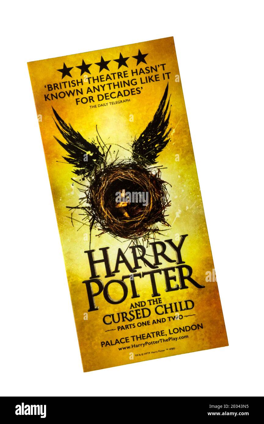 Volante promocional para Harry Potter y el niño maldito en el Palace Theatre, basado en el personaje de J K Rowling. Cerrado hasta 2021 debido a COVID-19. Foto de stock