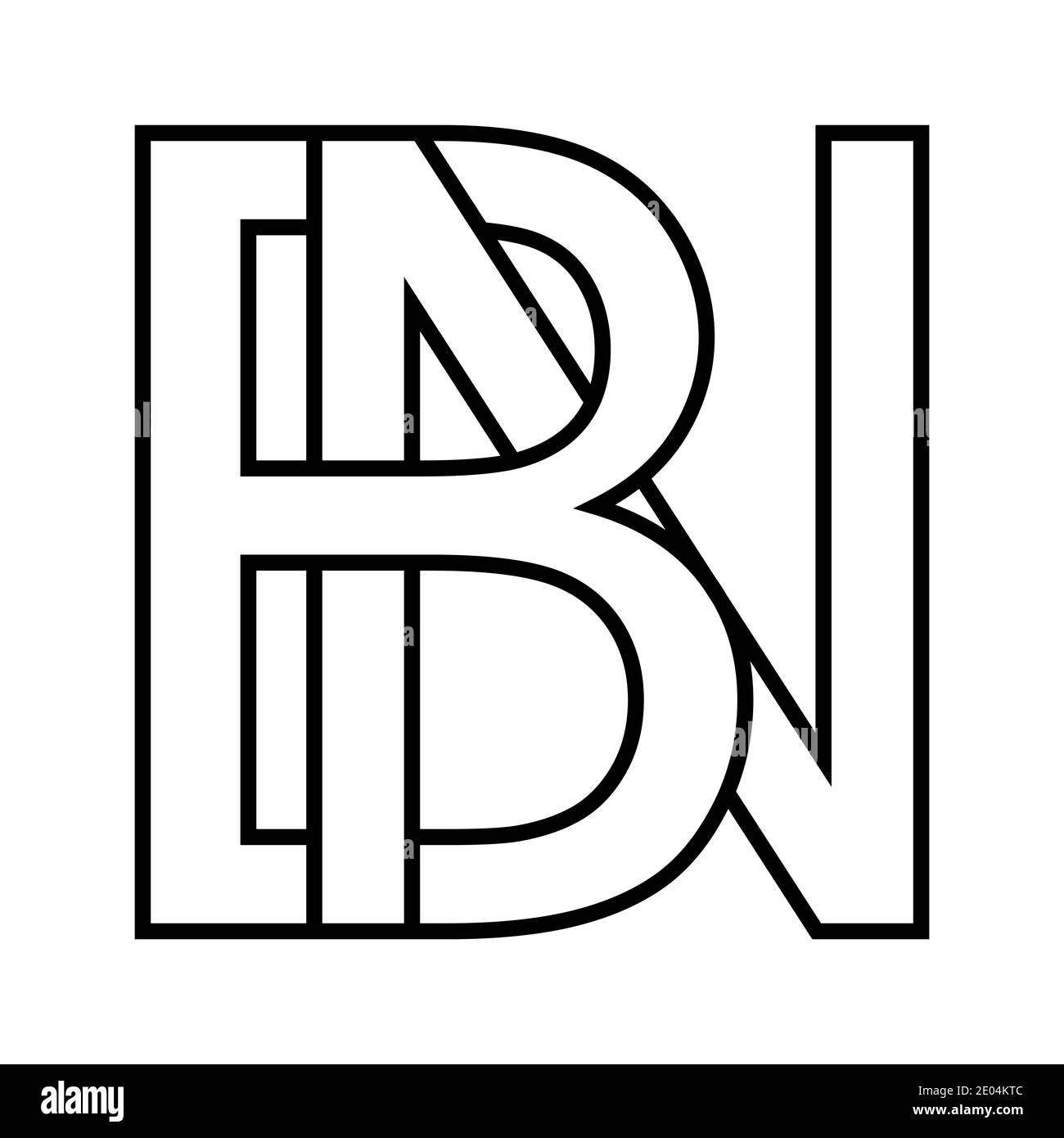 Logotipo, signo bn, icono nb signo dos letras entrelazadas b, n vector logo bn, nb primer letra mayúscula patrón alfabeto b, n Ilustración del Vector