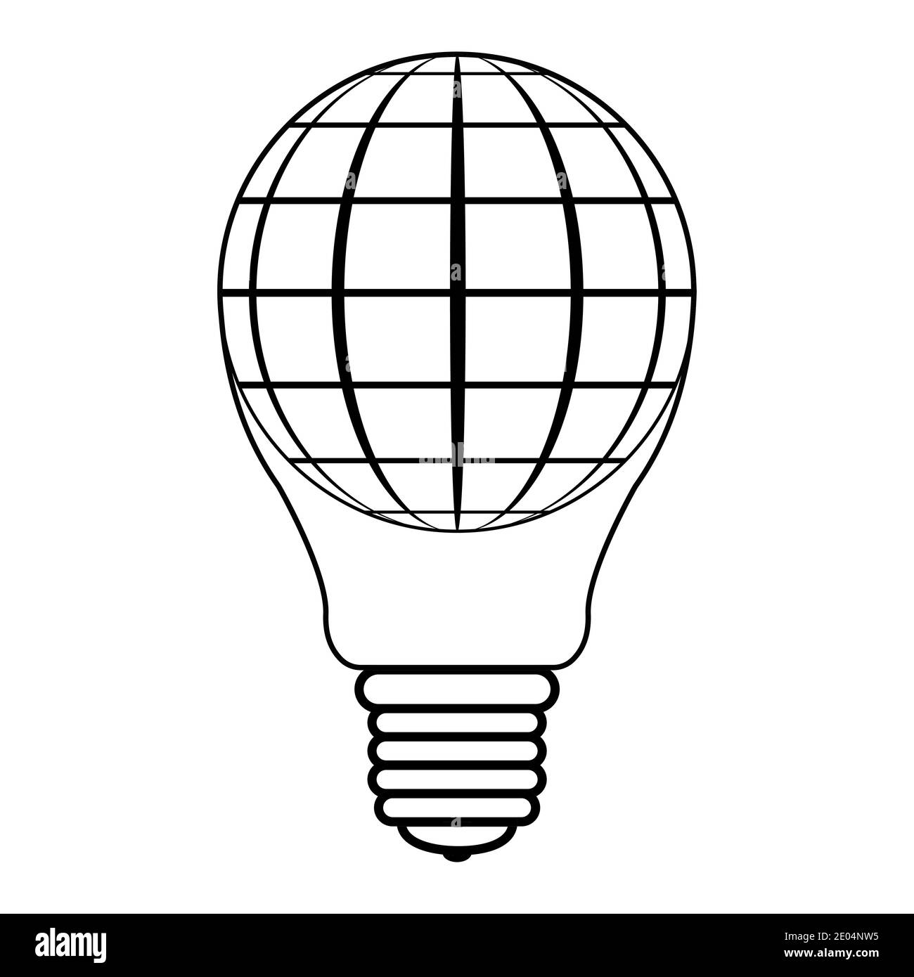 icono logo globo en la forma de bombillas y esferas globo planeta tierra, vector bombilla globo concepto de paz, éxito de negocios y la paz Ilustración del Vector