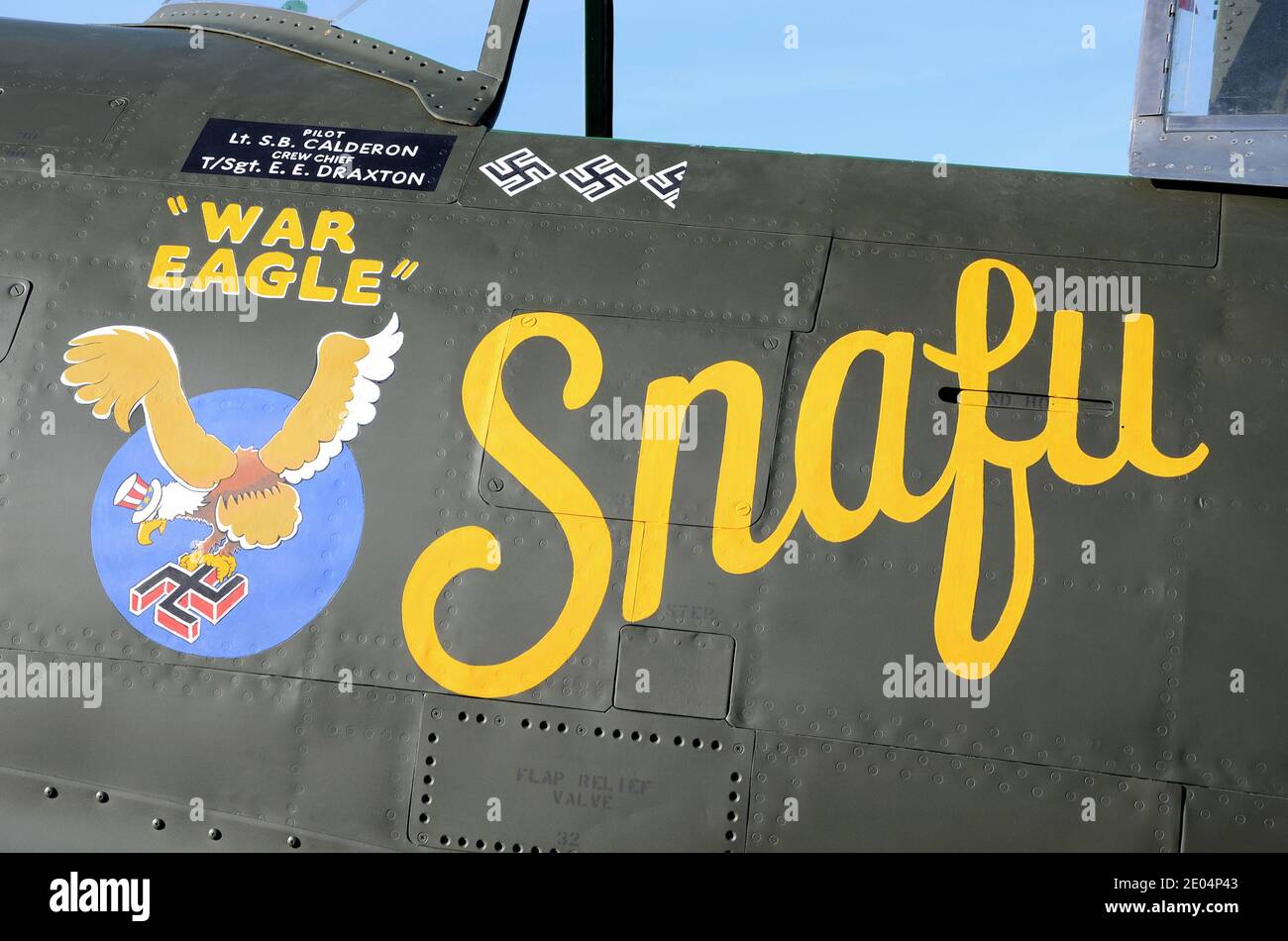 República P-47 Thunderbolt avión llamado Snafu, Águila de Guerra, Segunda Guerra Mundial, la Segunda Guerra Mundial avión de combate de arte Foto de stock
