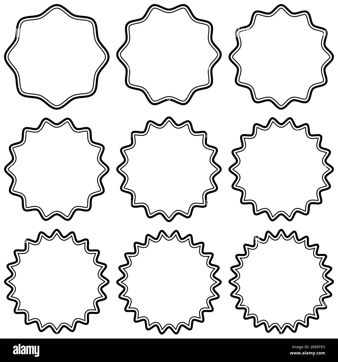 Conjunto de pegatinas vintage redondas con borde zigzag, etiquetas estilo vector simple, insignia estrella de etiqueta Imagen de - Alamy