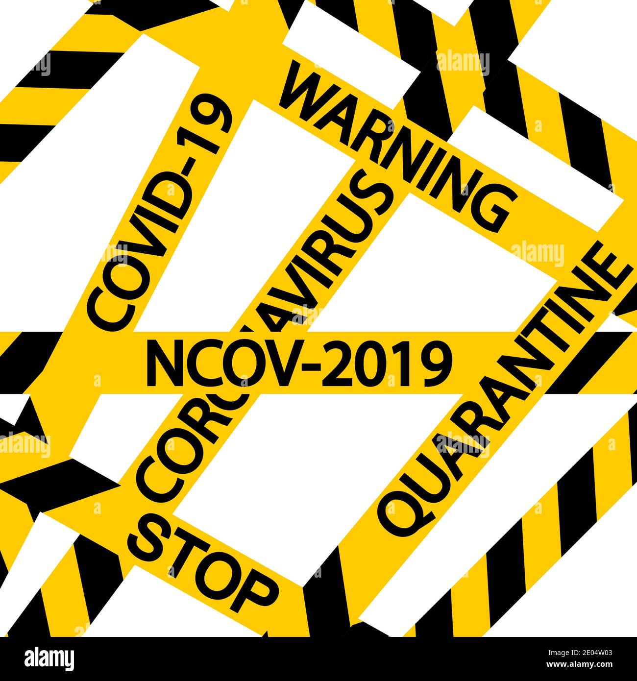 Fondo amarillo negro rayas, signo símbolo zona cuarentena área Detener Novel Coronavirus brote covid 2019 nCoV síntomas en Wuhan China, vector Ilustración del Vector