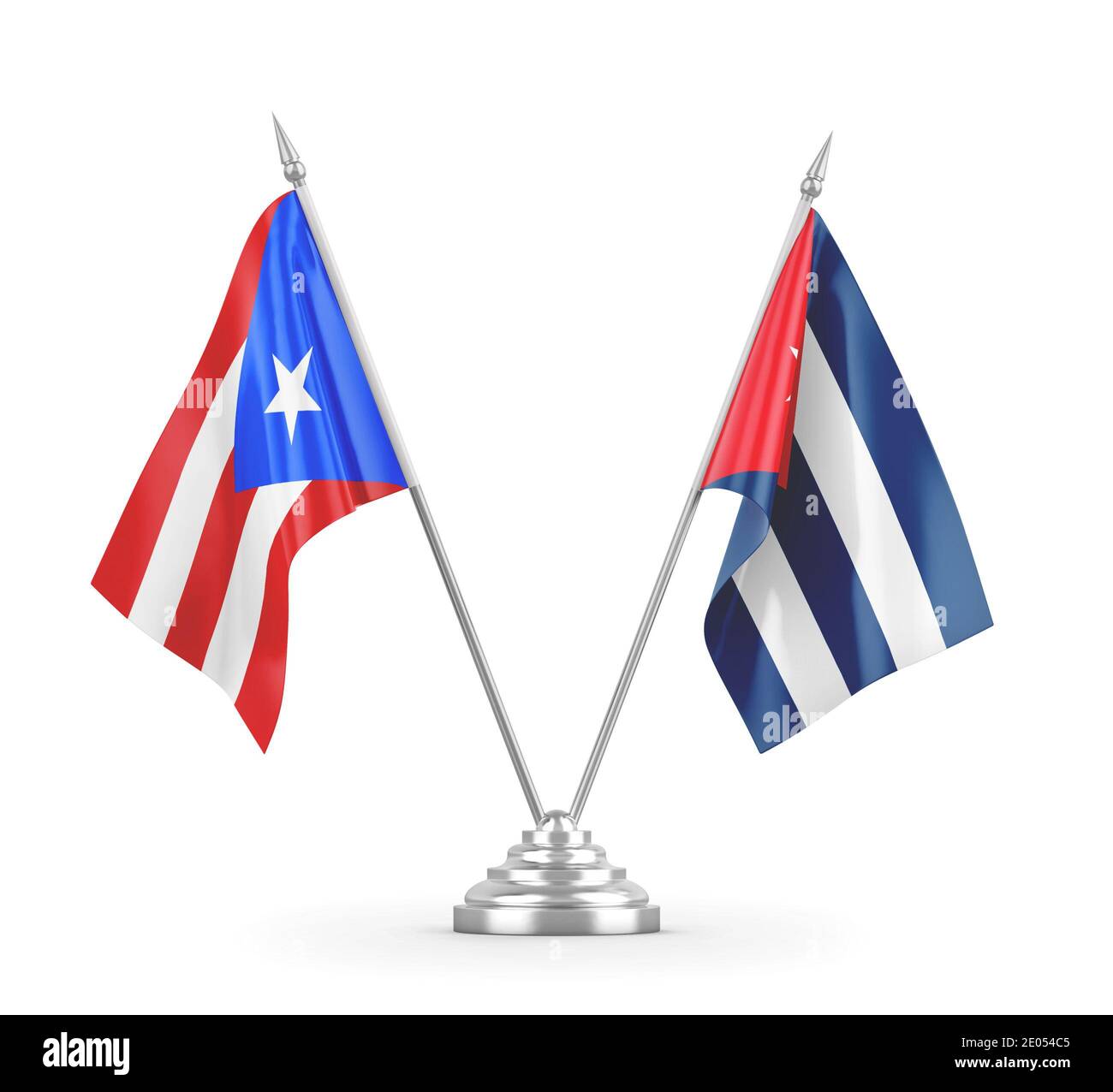 Cuba y Puerto Rico banderas de mesa aisladas sobre blanco 3D renderizar Fotografía de stock Alamy