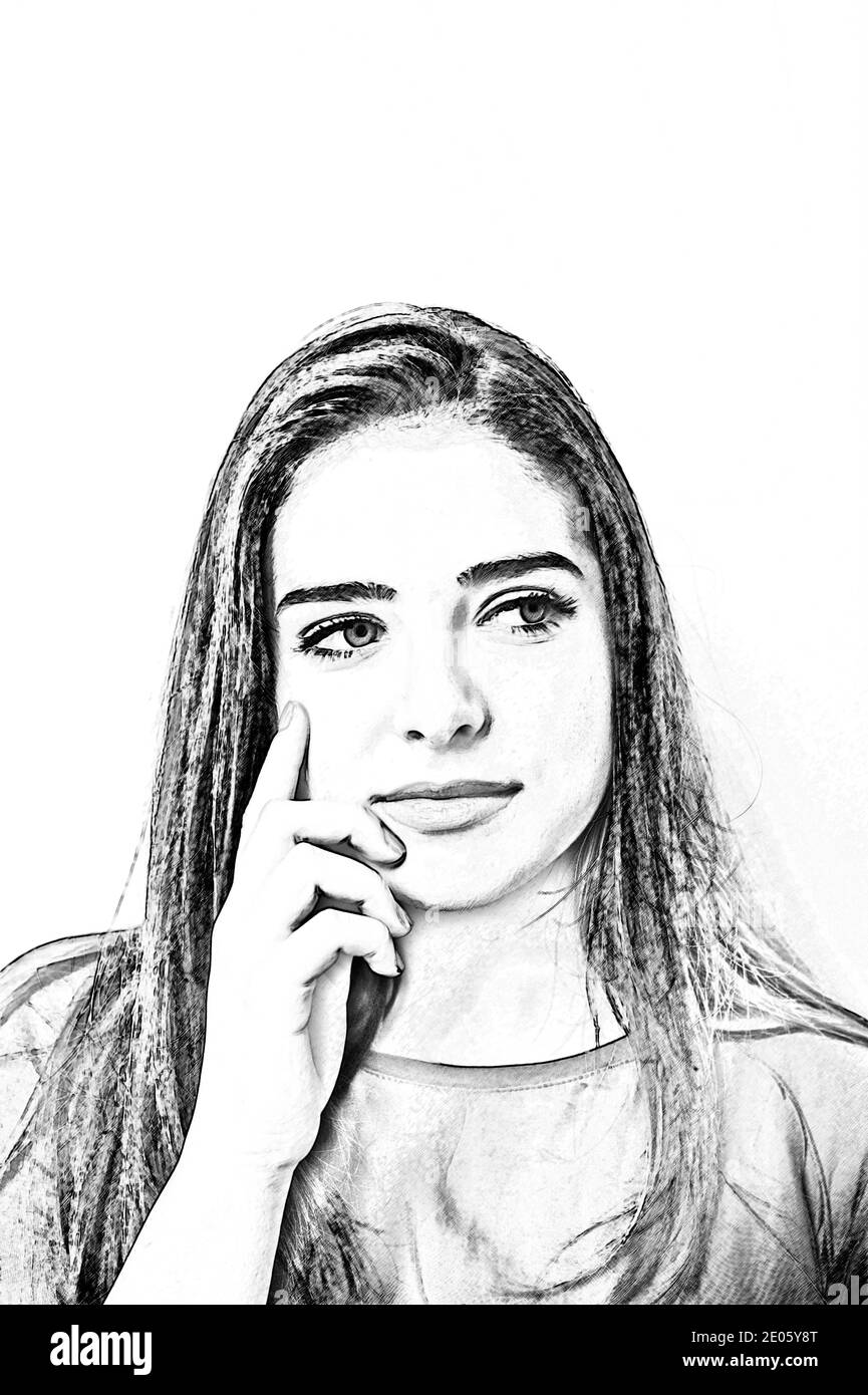Una chica para dibujar Imágenes de stock en blanco y negro - Alamy