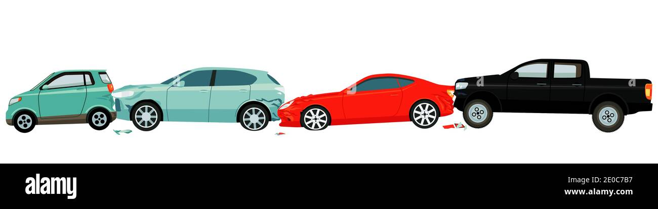 Accidente de coche - aislado sobre fondo blanco. - ilustración vectorial Ilustración del Vector