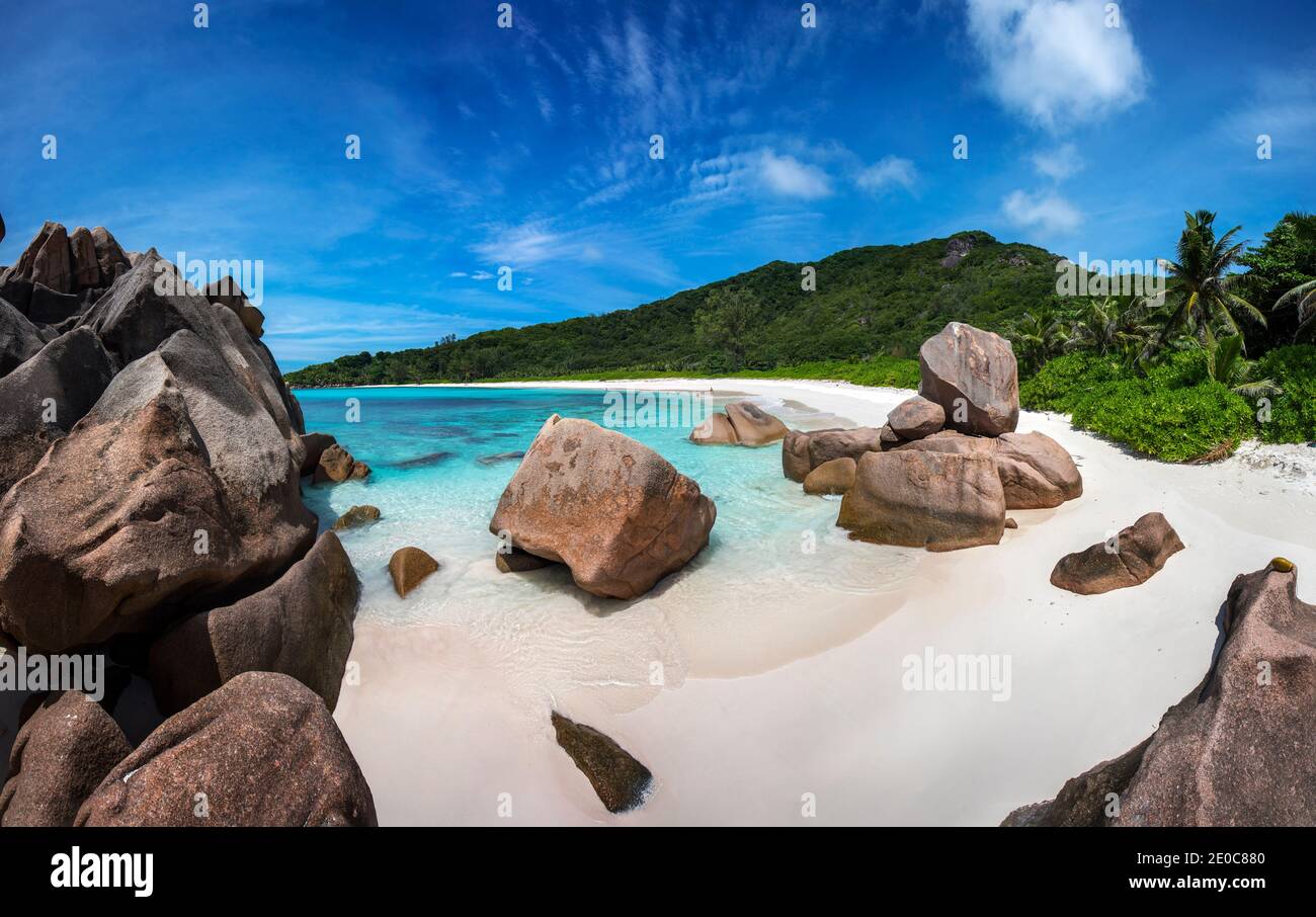 La Digue; Anse Cocos; Seychelles Foto de stock