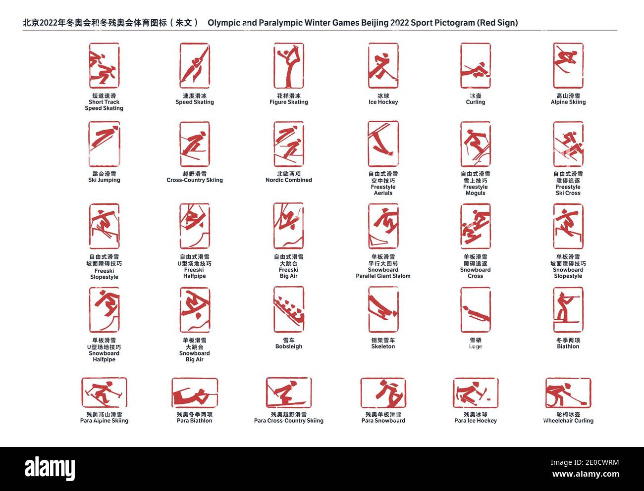 Pictogramas dos Jogos Olímpicos de Inverno de Beijing 2022 reflete