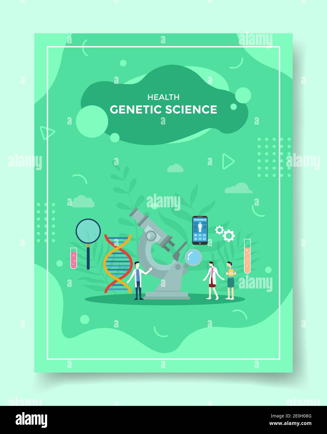 salud genética ciencia gente médico científico alrededor del microscopio  genoma lupa adn para plantilla de banners, volante, libros de portada,  revistas con el código Fotografía de stock - Alamy