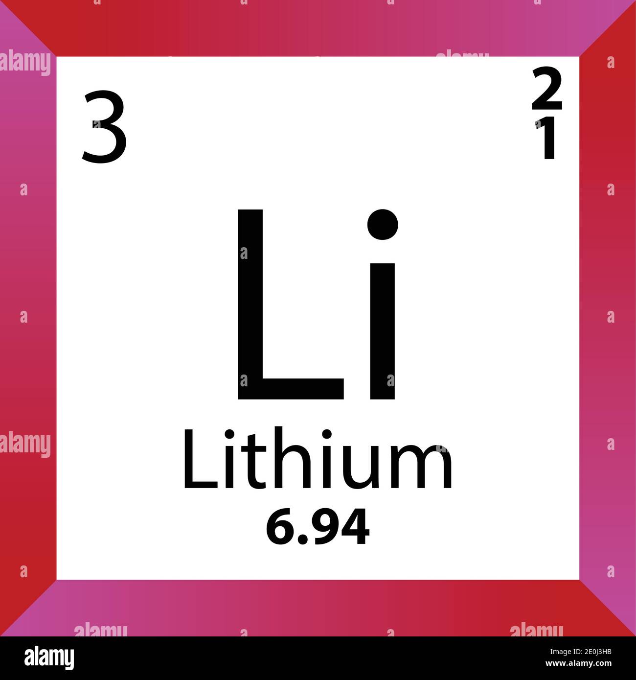 Li elemento químico de litio Tabla periódica. Ilustración vectorial única,  icono colorido con masa molar, conf. Electrón y número atómico Imagen  Vector de stock - Alamy