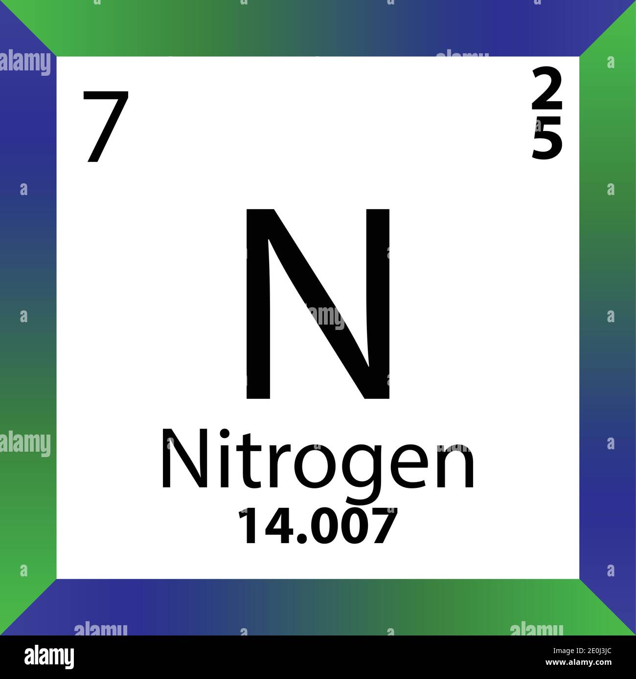 N elemento químico nitrógeno Tabla periódica. Ilustración vectorial única,  icono colorido con masa molar, conf. Electrón y número atómico Imagen  Vector de stock - Alamy