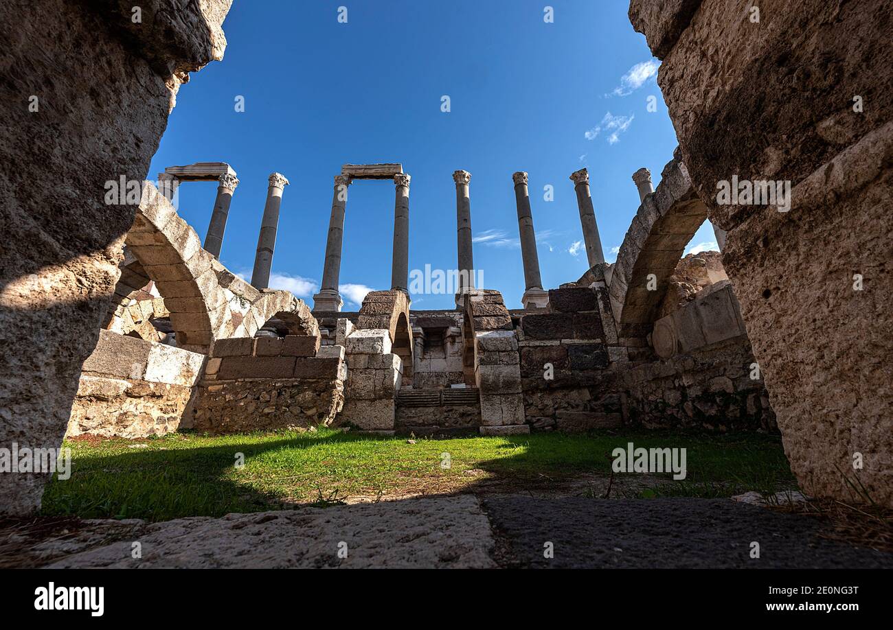 La antigua ciudad de Esmirna Agora es conocido como el lugar donde el arte fue muy intenso y surgió la filosofía. Foto de stock