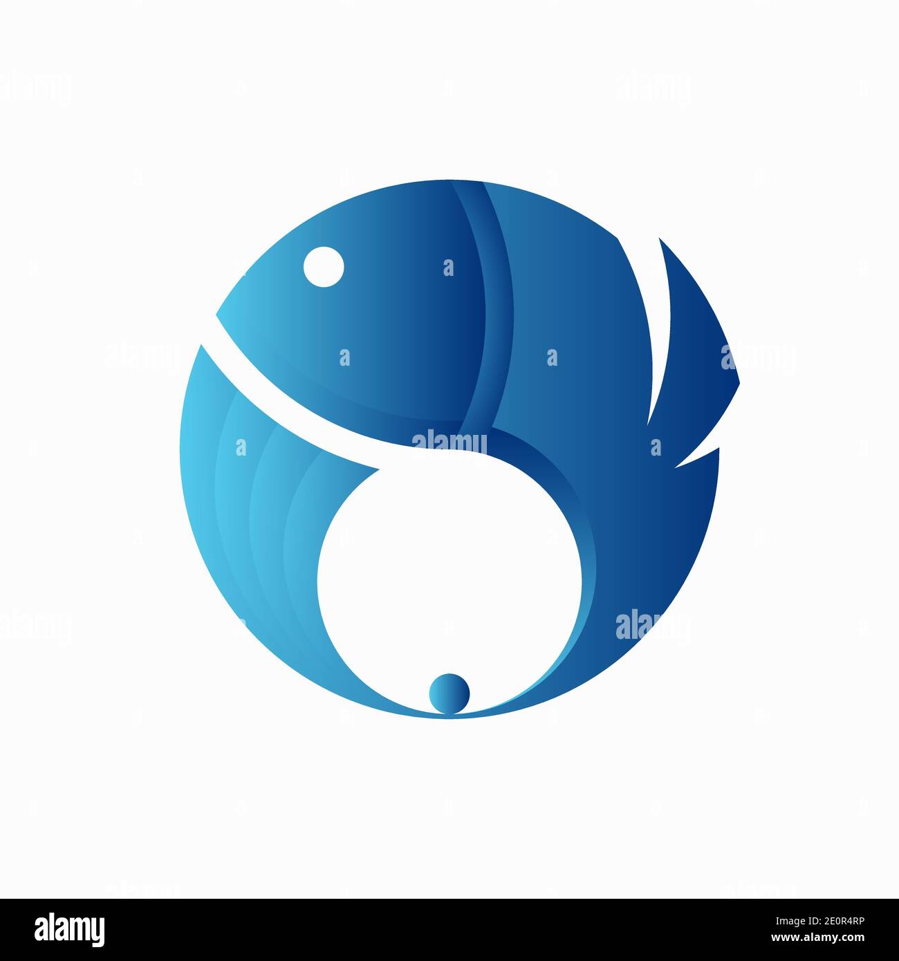 Diseño de logotipo de pescado. Ilustración vectorial de peces abstractos azules redondos aislados sobre fondo blanco Ilustración del Vector