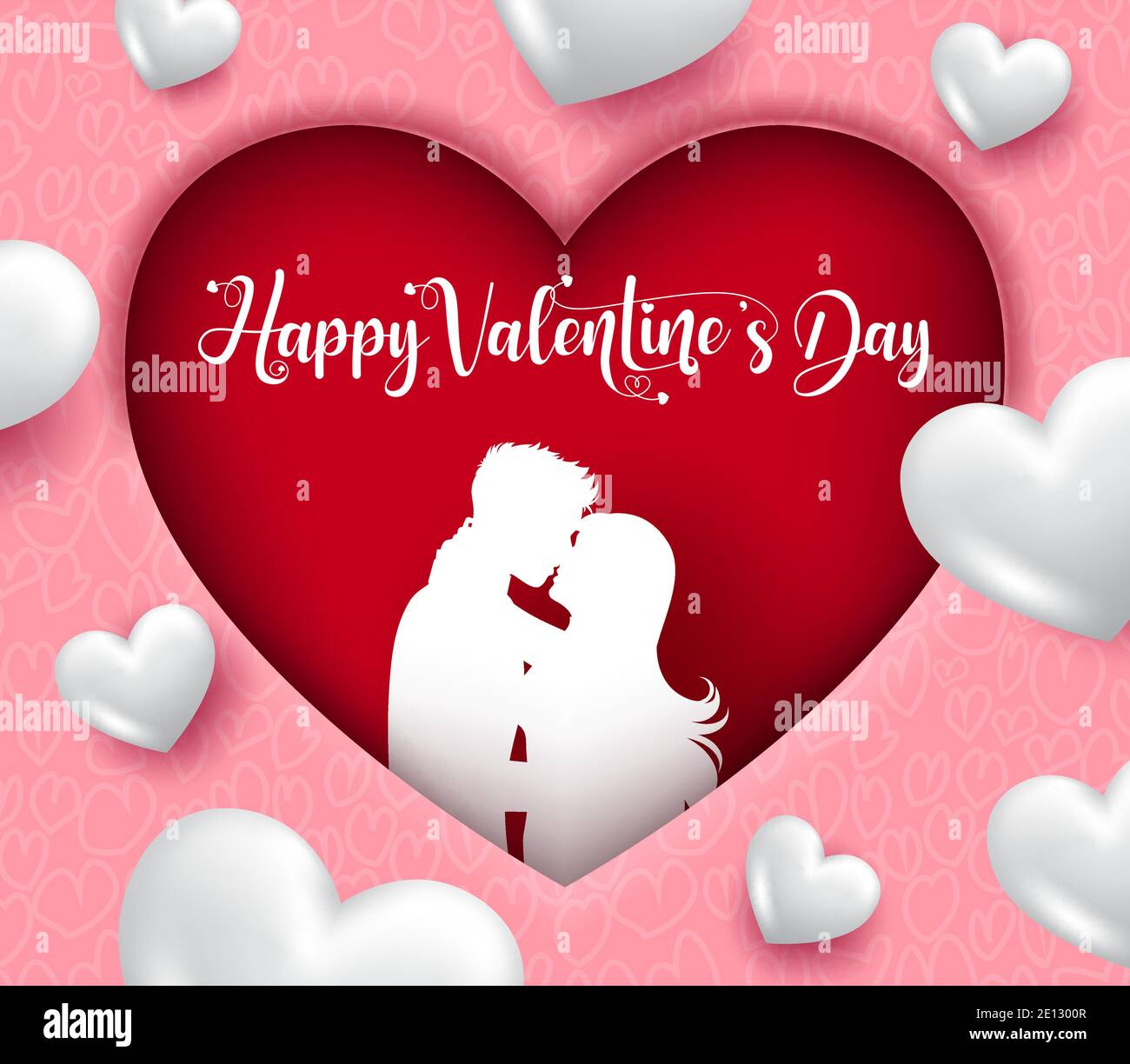 Dia Dos Namorados Valentines Amores Día De La Encantadora Tarjeta De Diseño  De La Silueta De La Pareja 3d De Corazón Ilustración del Vector -  Ilustración de concepto, papel: 245401348