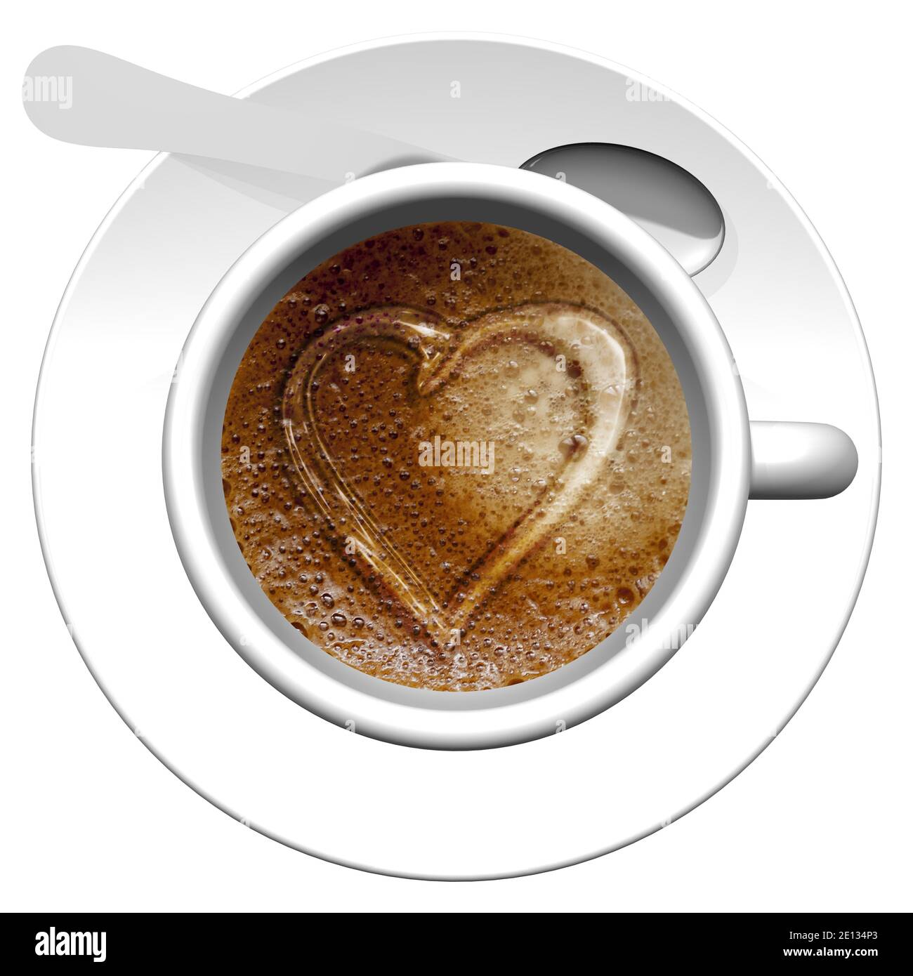 Ilustración 3D. Taza de café con diseño de corazón Fotografía de stock -  Alamy