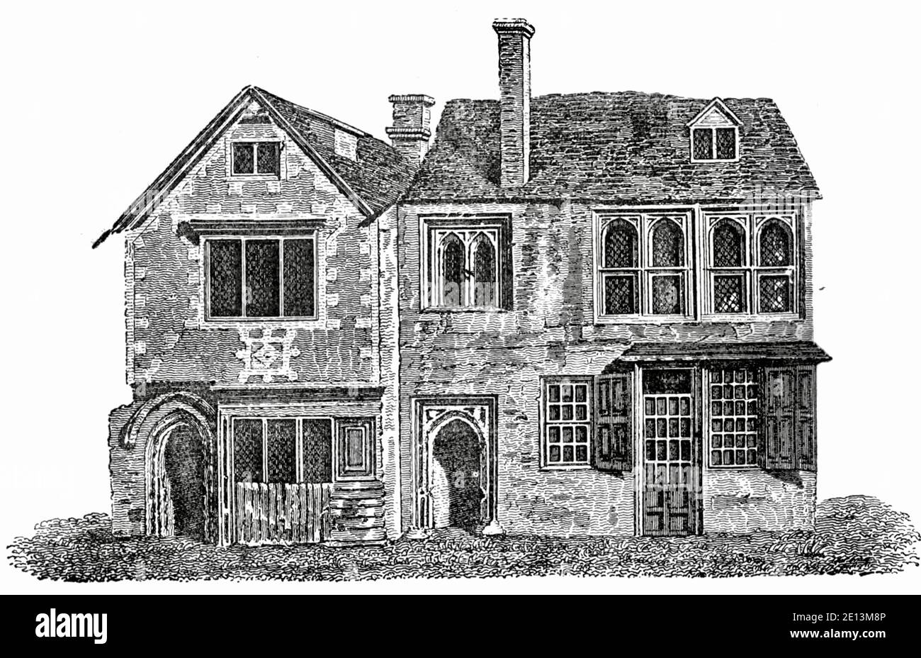 Impresión vintage de White Hall, Universidad de Oxford ahora demolida. Foto de stock